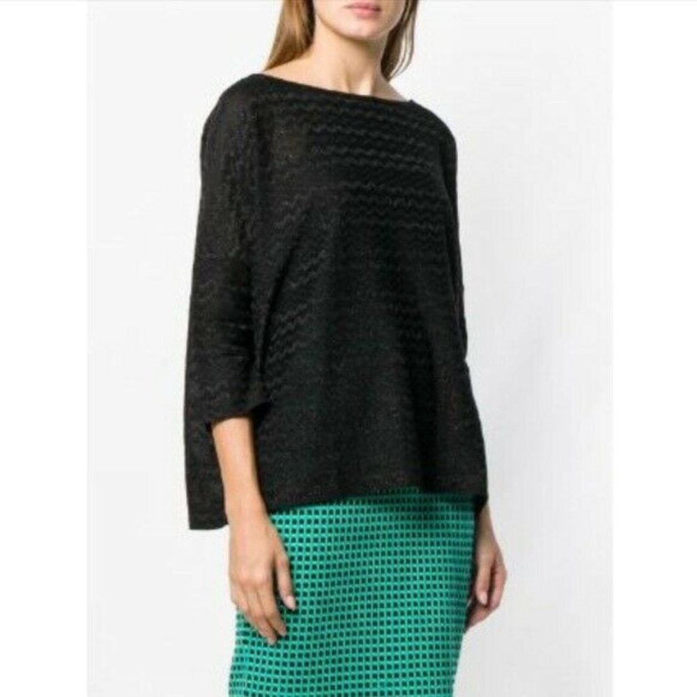 Missoni Black Metallic Zig-Zag Sweater Top